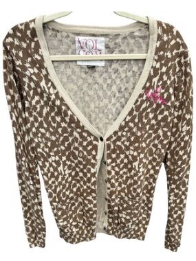 Volcom Brown and White Patterned Lightweight Sweater